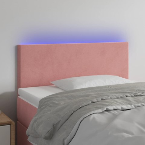 Zagłówek do łóżka z LED, różowy, 100x5x78/88 cm, aksamit Lumarko!