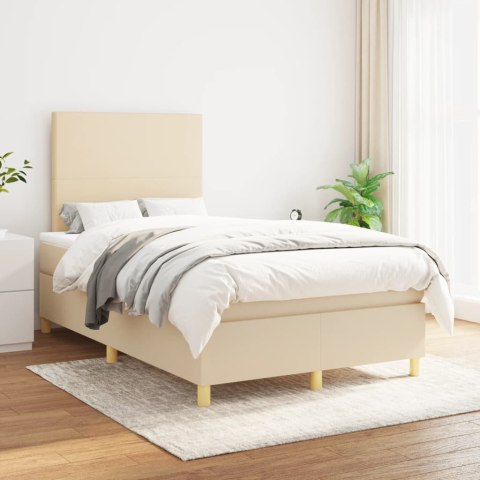 Łóżko kontynentalne z materacem, kremowe, tkanina, 120x200 cm Lumarko!