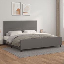 Rama łóżka z zagłówkiem, szara, 200x200 cm, sztuczna skóra Lumarko!