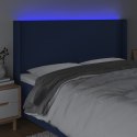 Zagłówek do łóżka z LED, niebieski, 203x16x118/128 cm, tkanina Lumarko!