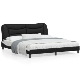 Rama łóżka z zagłówkiem, czarno-biała, 180x200 cm, ekoskóra Lumarko!