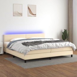 Łóżko kontynentalne z materacem, kremowe, 200x200 cm, tkanina Lumarko!