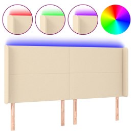 Zagłówek do łóżka z LED, kremowy, 203x16x118/128 cm, tkanina Lumarko!