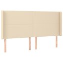 Zagłówek do łóżka z LED, kremowy, 203x16x118/128 cm, tkanina Lumarko!