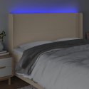 Zagłówek do łóżka z LED, kremowy, 203x16x118/128 cm, tkanina Lumarko!