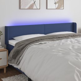 Zagłówek do łóżka z LED, niebieski, 203x16x78/88 cm, tkanina Lumarko!