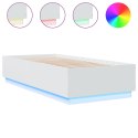 Rama łóżka z LED, biała, 90x200 cm, materiał drewnopochodny Lumarko!