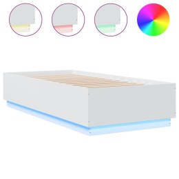 Rama łóżka z LED, biała, 90x200 cm, materiał drewnopochodny Lumarko!