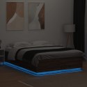 Rama łóżka z LED, brązowy dąb, 120x200 cm Lumarko!