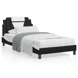 Rama łóżka z zagłówkiem, czarno-biała, 100x200 cm, ekoskóra Lumarko!