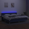Łóżko kontynentalne z materacem, niebieskie 200x200 cm, tkanina Lumarko!