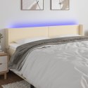 Zagłówek do łóżka z LED, kremowy, 203x16x78/88 cm, tkanina Lumarko!