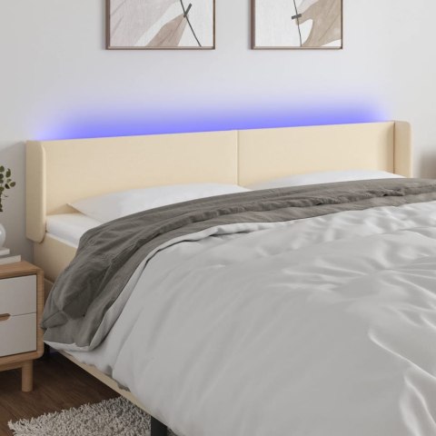 Zagłówek do łóżka z LED, kremowy, 203x16x78/88 cm, tkanina Lumarko!