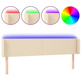Zagłówek do łóżka z LED, kremowy, 203x16x78/88 cm, tkanina Lumarko!