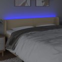Zagłówek do łóżka z LED, kremowy, 203x16x78/88 cm, tkanina Lumarko!