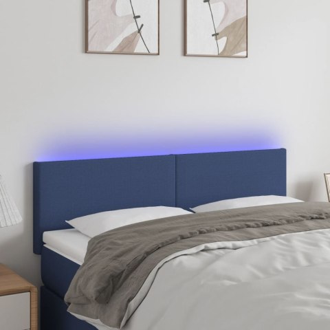 Zagłówek do łóżka z LED, niebieski, 144x5x78/88 cm, tkanina Lumarko!