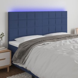 Zagłówek do łóżka z LED, niebieski, 200x5x118/128 cm, tkanina Lumarko!