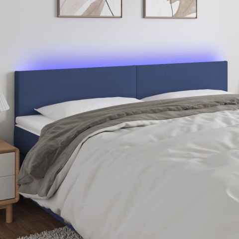 Zagłówek do łóżka z LED, niebieski, 200x5x78/88 cm, tkanina Lumarko!