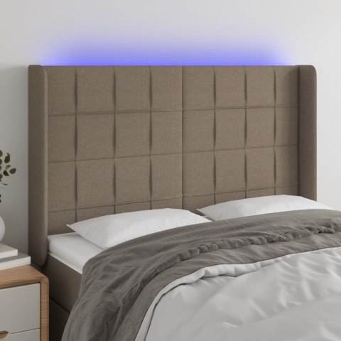 Zagłówek do łóżka z LED, taupe, 147x16x118/128 cm, tkanina Lumarko!