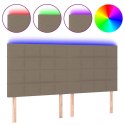 Zagłówek do łóżka z LED, taupe, 200x5x118/128 cm, tkanina Lumarko! 