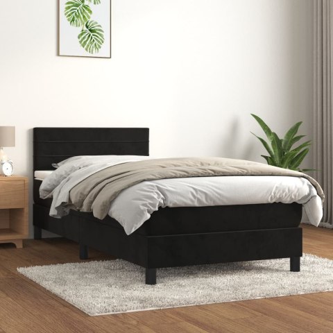Łóżko kontynentalne z materacem, czarne, aksamit 80x200 cm Lumarko!