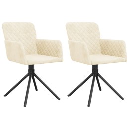 Obrotowe krzesła stołowe, 2 szt., kremowe, aksamitne Lumarko!