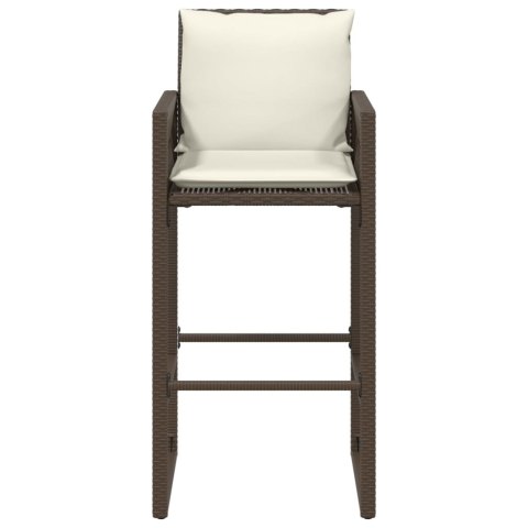 Ogrodowe stołki barowe z poduszkami, 2 szt, brązowe, polirattan Lumarko!