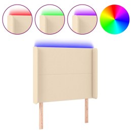 Zagłówek do łóżka z LED, kremowy, 93x16x118/128 cm, tkanina Lumarko!