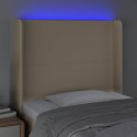 Zagłówek do łóżka z LED, kremowy, 93x16x118/128 cm, tkanina Lumarko!