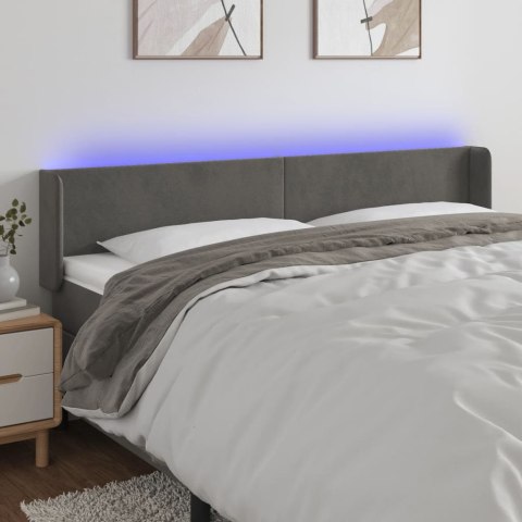 Zagłówek do łóżka z LED, ciemnoszary, 183x16x78/88 cm, aksamit Lumarko!