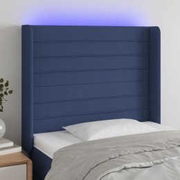 Zagłówek do łóżka z LED, niebieski, 93x16x118/128 cm, tkanina Lumarko!