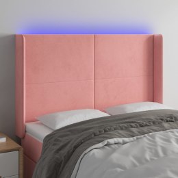Zagłówek do łóżka z LED, różowy, 147x16x118/128 cm, aksamit Lumarko!