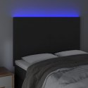 Zagłówek do łóżka z LED, czarny, 144x5x118/128 cm, aksamit Lumarko!