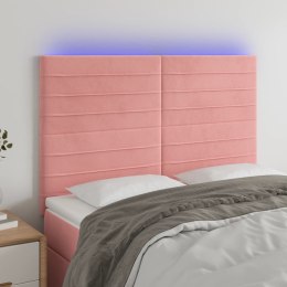 Zagłówek do łóżka z LED, różowy, 144x5x118/128 cm, aksamit Lumarko!