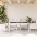 Stół ogrodowy ze szklanym blatem, biały, 150x90x75 cm rattan PE Lumarko!