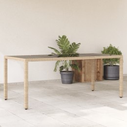 Stół ogrodowy ze szklanym blatem, beż, 190x90x75 cm, polirattan Lumarko!
