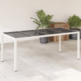 Stół ogrodowy ze szklanym blatem, biały 190x90x75 cm, rattan PE Lumarko!
