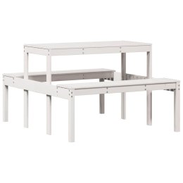 Stół piknikowy, biały, 110x134x75 cm, lite drewno sosnowe Lumarko!