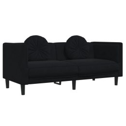 Sofa 2-osobowa z poduszkami, czarna, aksamit Lumarko!