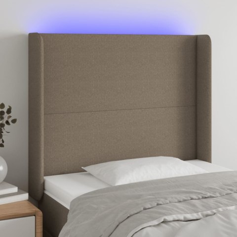 Zagłówek do łóżka z LED, taupe, 103x16x118/128 cm, tkanina Lumarko!