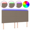 Zagłówek do łóżka z LED, taupe, 200x5x118/128 cm, tkanina Lumarko!
