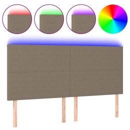Zagłówek do łóżka z LED, taupe, 200x5x118/128 cm, tkanina Lumarko!