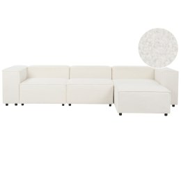 Sofa modułowa 3-osobowa boucle z otomaną biała APRICA Lumarko!