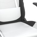Masujący fotel gamingowy, biało-czarny, sztuczna skóra Lumarko!