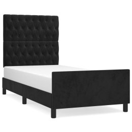 Rama łóżka z zagłówkiem, czarna, 90x200 cm, aksamitem Lumarko!