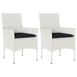 Krzesła ogrodowe z poduszkami, 2 szt., białe, polirattan Lumarko!