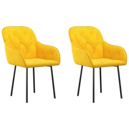 Krzesła stołowe, 2 szt., żółte, obite aksamitem Lumarko!