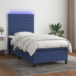Łóżko kontynentalne z materacem, niebieskie, 90x190 cm, tkanina Lumarko!