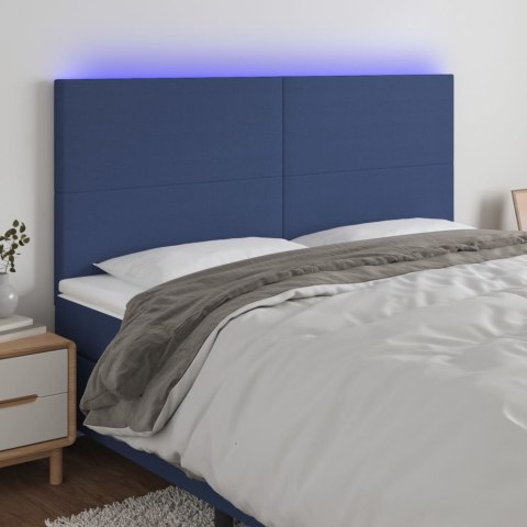 Zagłówek do łóżka z LED, niebieski, 160x5x118/128 cm, tkanina Lumarko!