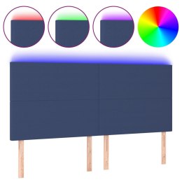 Zagłówek do łóżka z LED, niebieski, 160x5x118/128 cm, tkanina Lumarko!